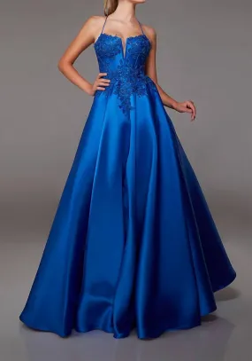 Alyce Paris - Plunge Neck & Lace Mikado Ball Gown