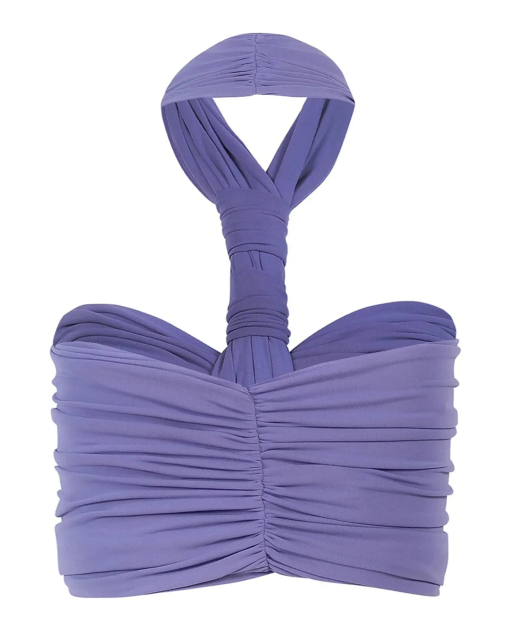 AMBUSH Womens Twist Halter Neck Ruched Cropped Top