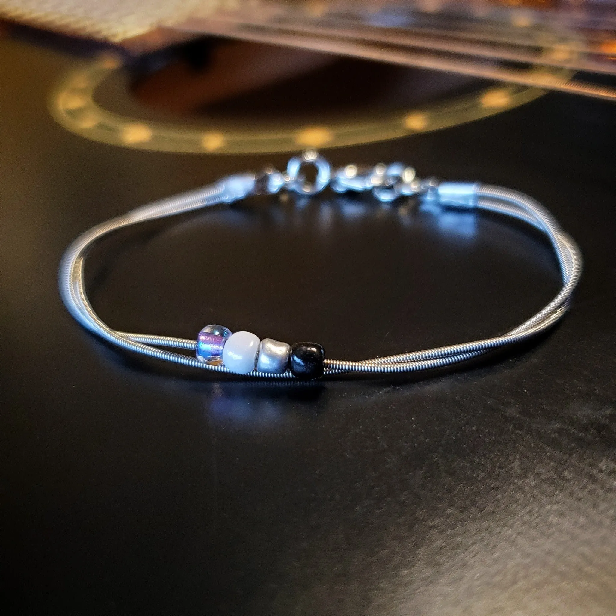 Asexual Pride Upcycled Guitar String Bracelet