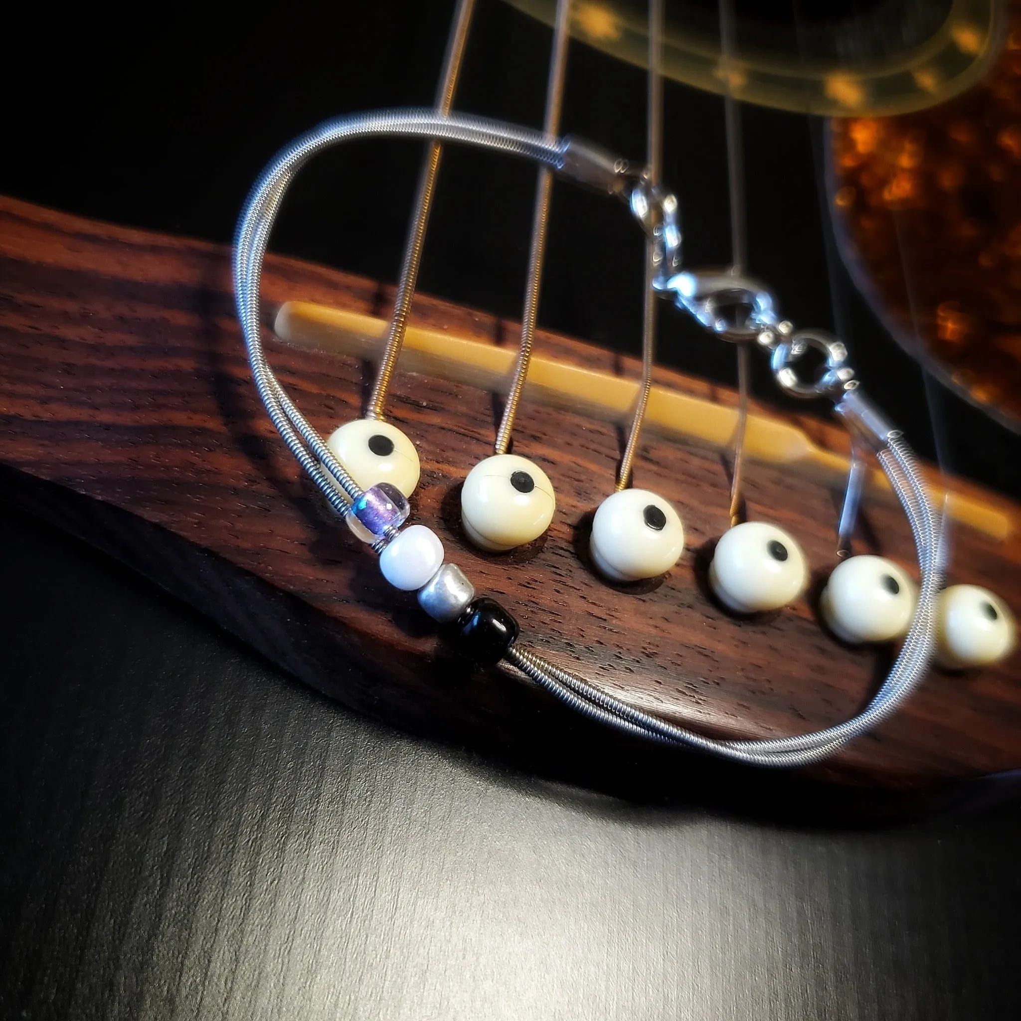 Asexual Pride Upcycled Guitar String Bracelet