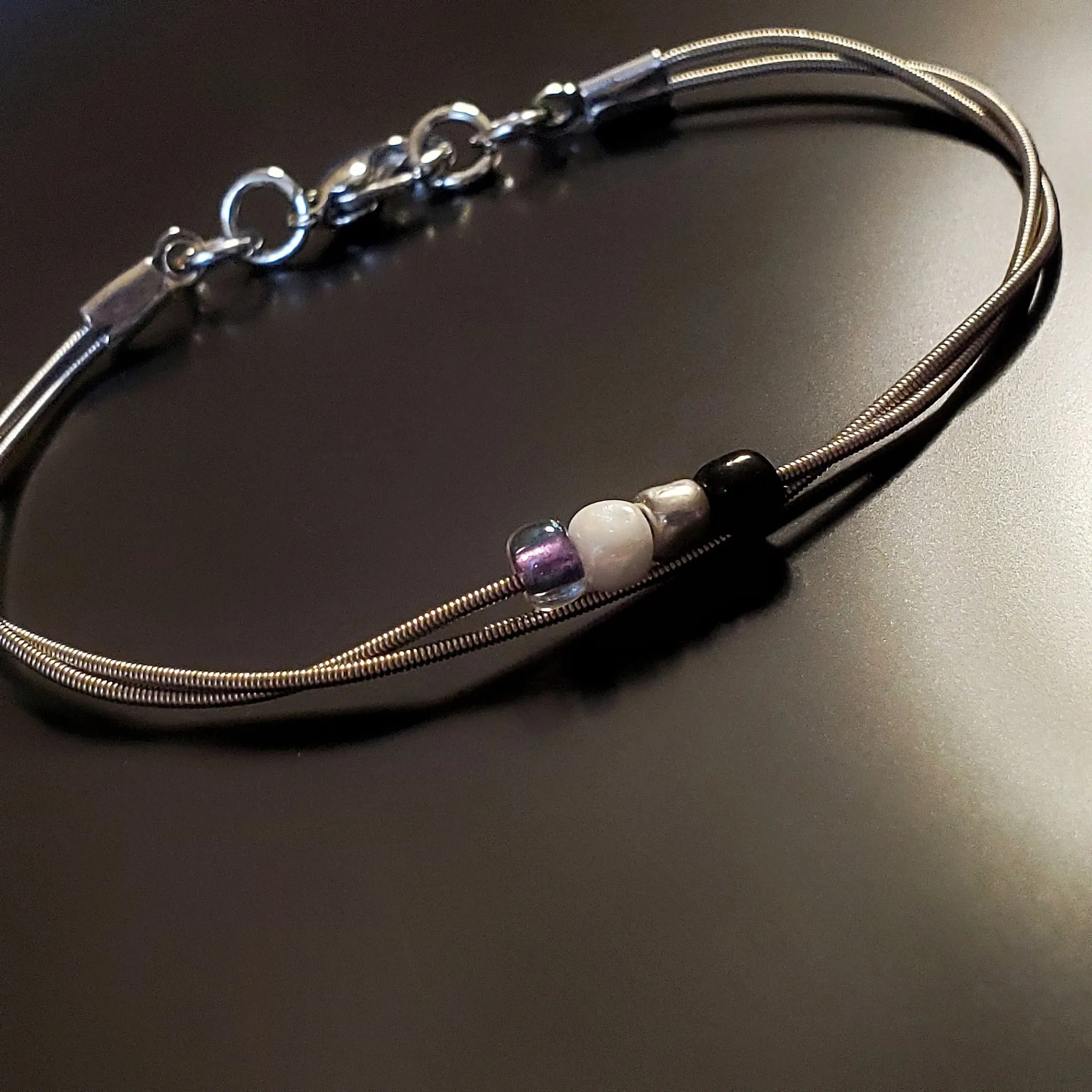 Asexual Pride Upcycled Guitar String Bracelet