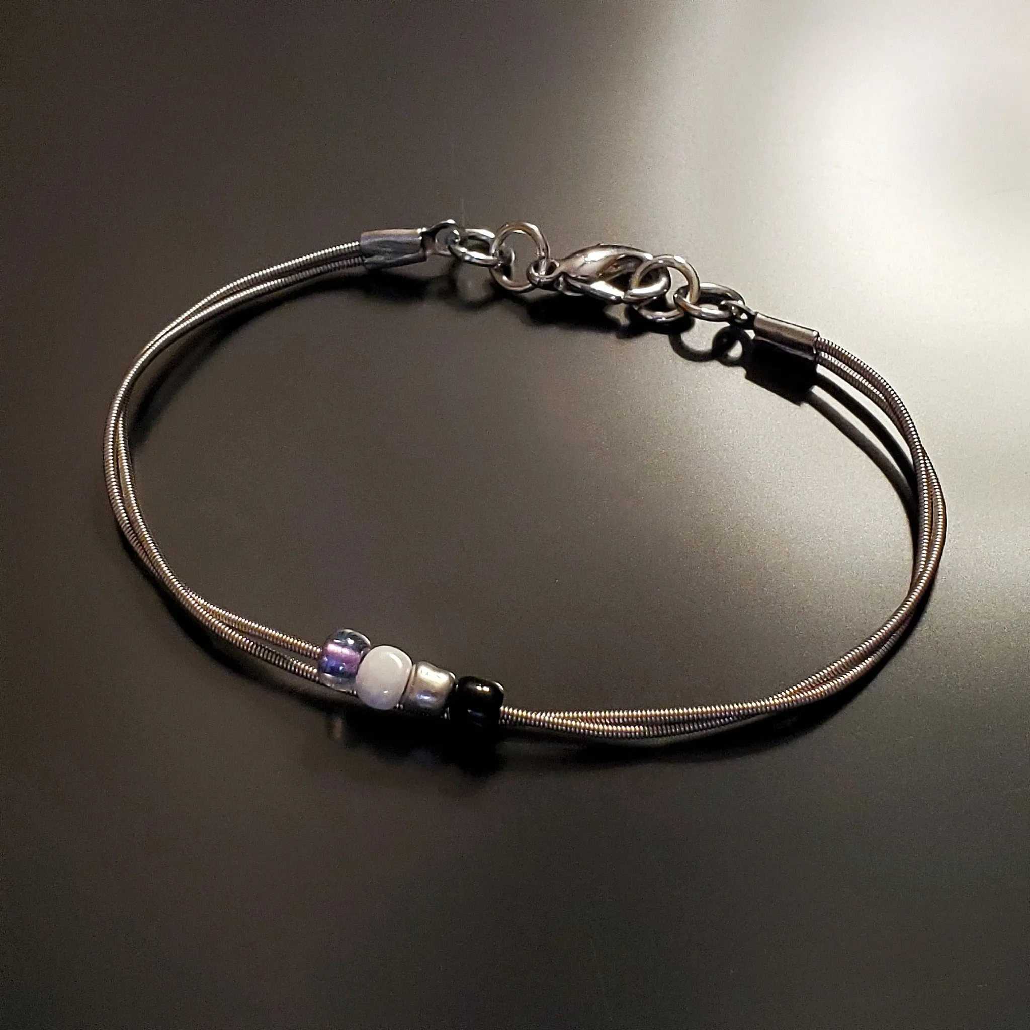 Asexual Pride Upcycled Guitar String Bracelet
