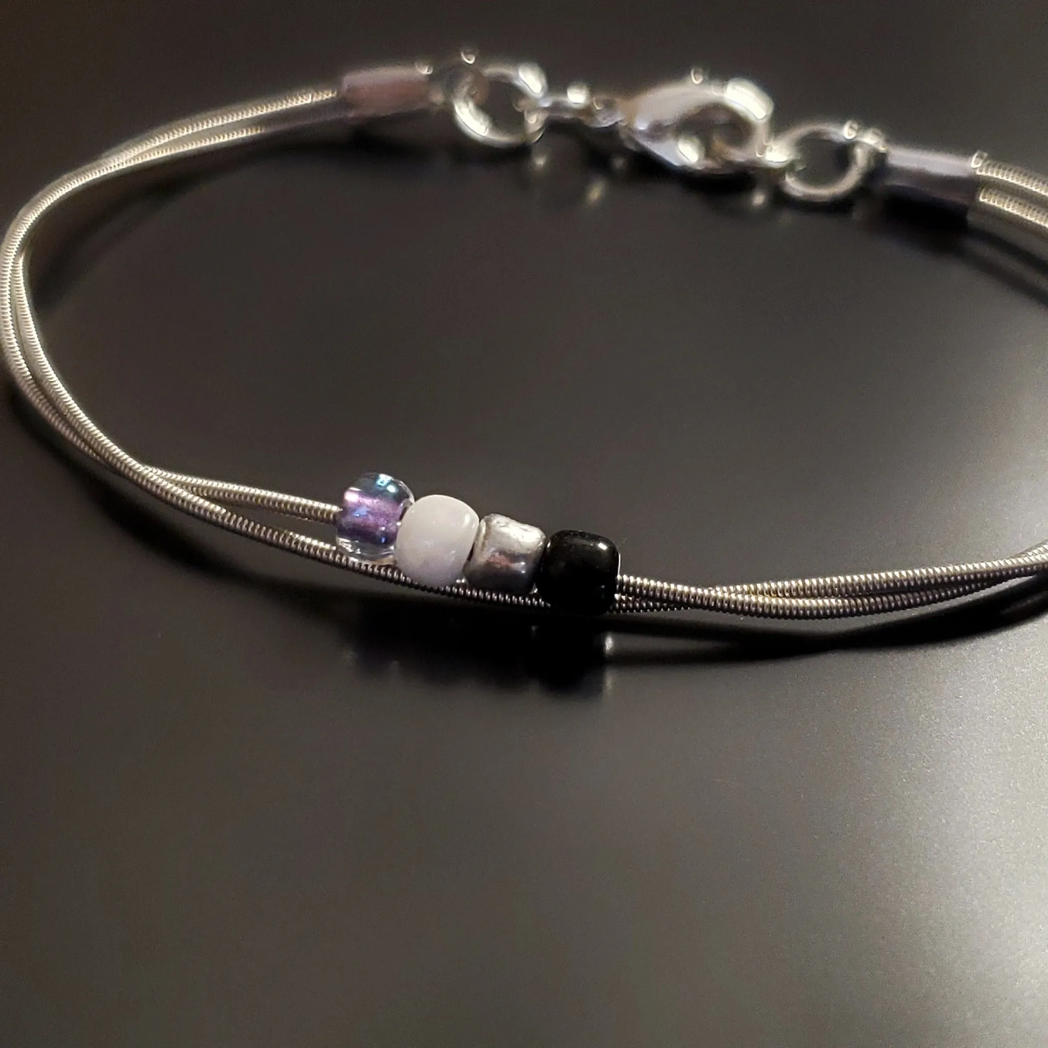 Asexual Pride Upcycled Guitar String Bracelet