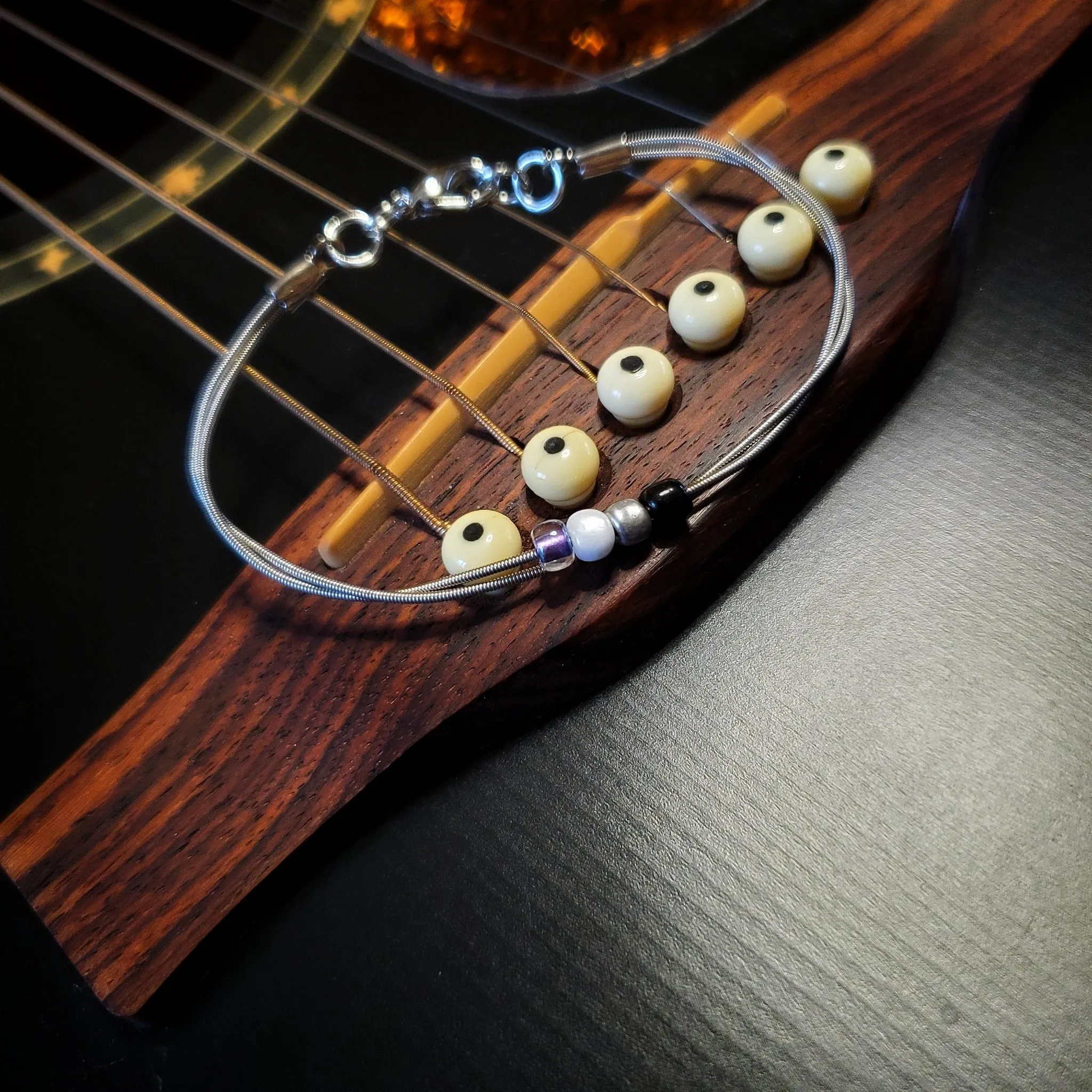 Asexual Pride Upcycled Guitar String Bracelet