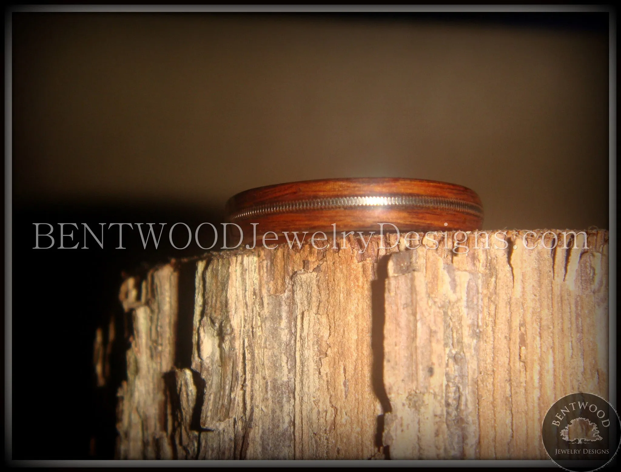 Bentwood Ring - "Electric" Rosewood Wood Ring with Guitar String Inlay