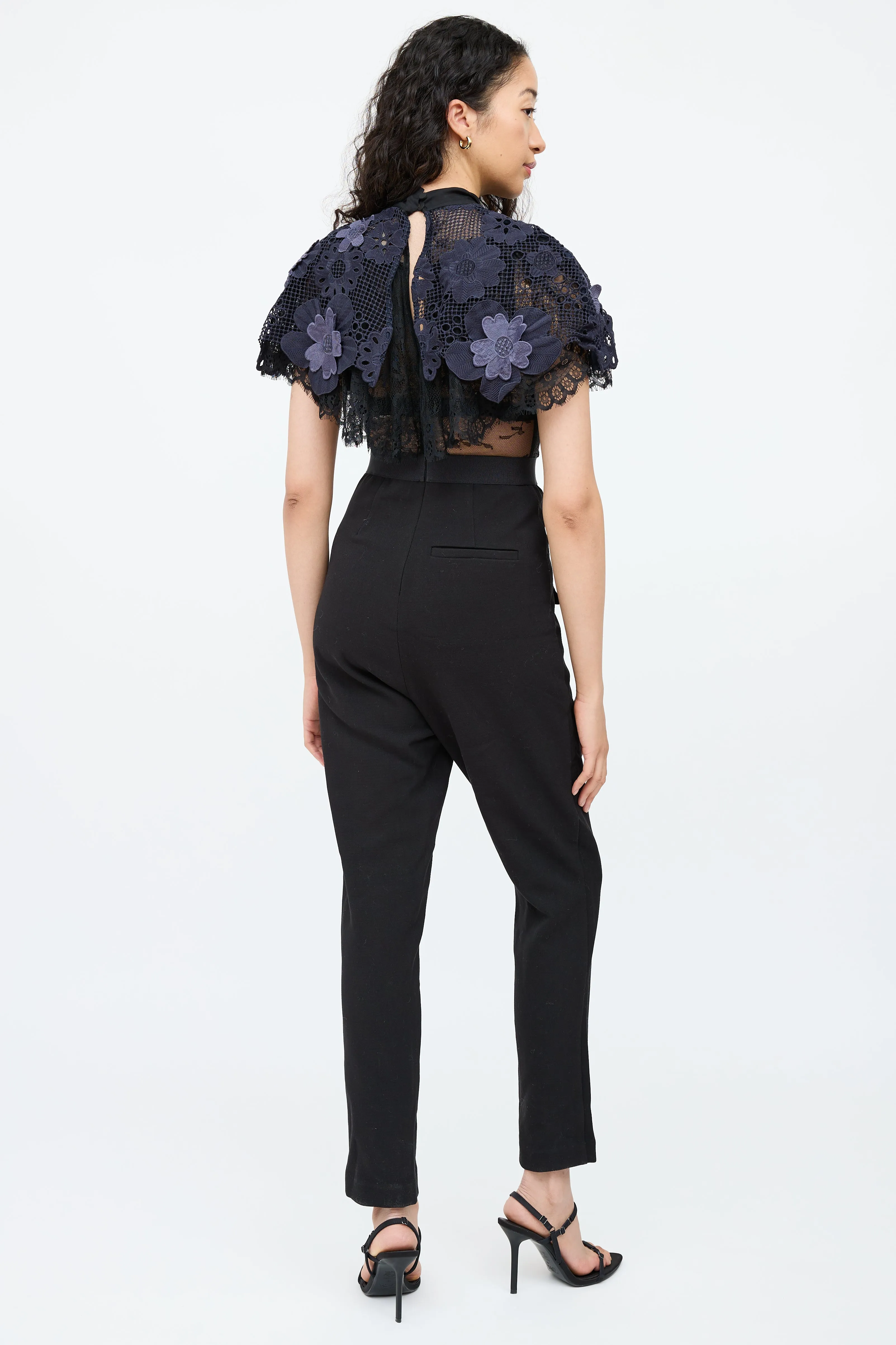 Black & Navy Lace Maxi Jumpsuit