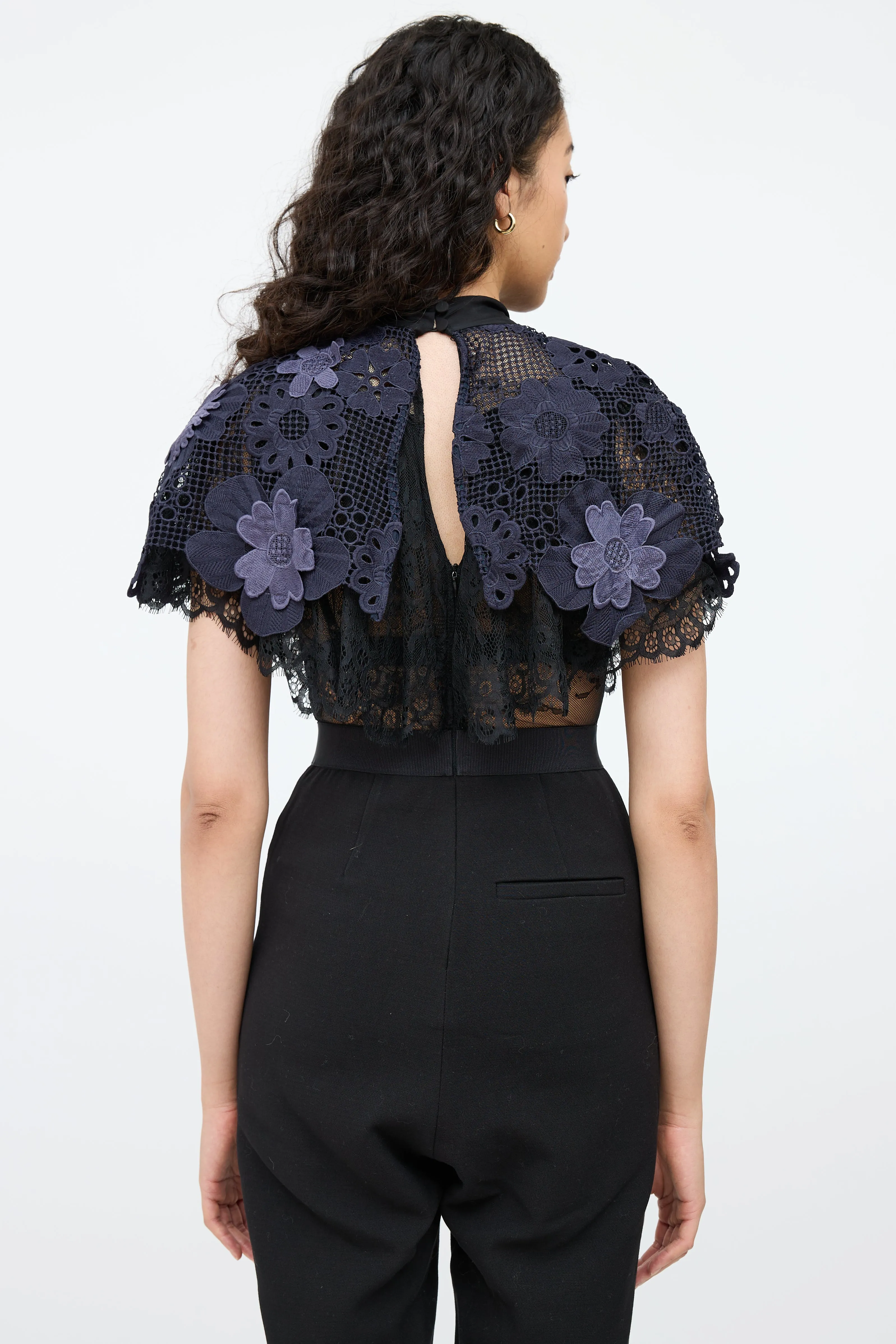Black & Navy Lace Maxi Jumpsuit
