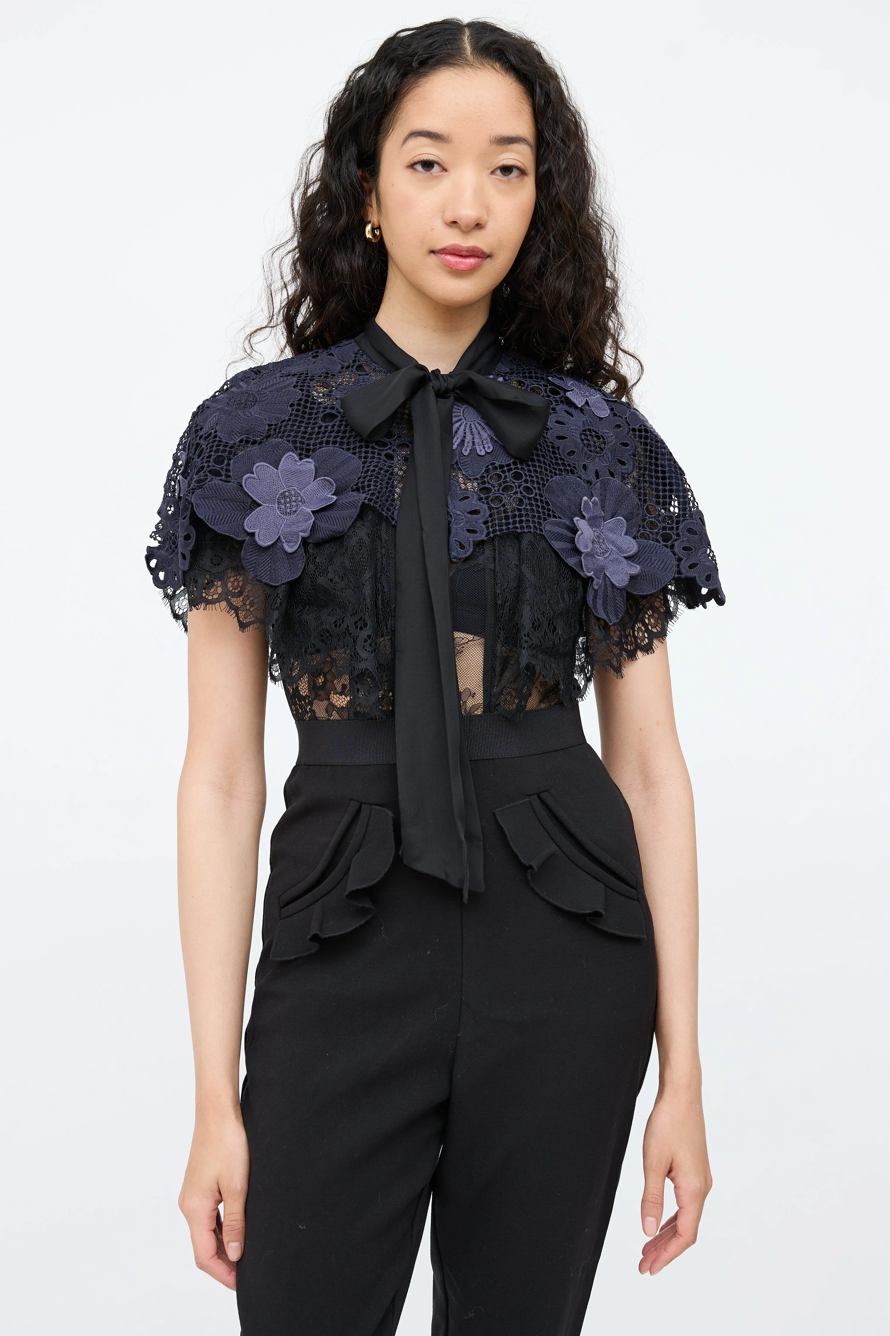 Black & Navy Lace Maxi Jumpsuit