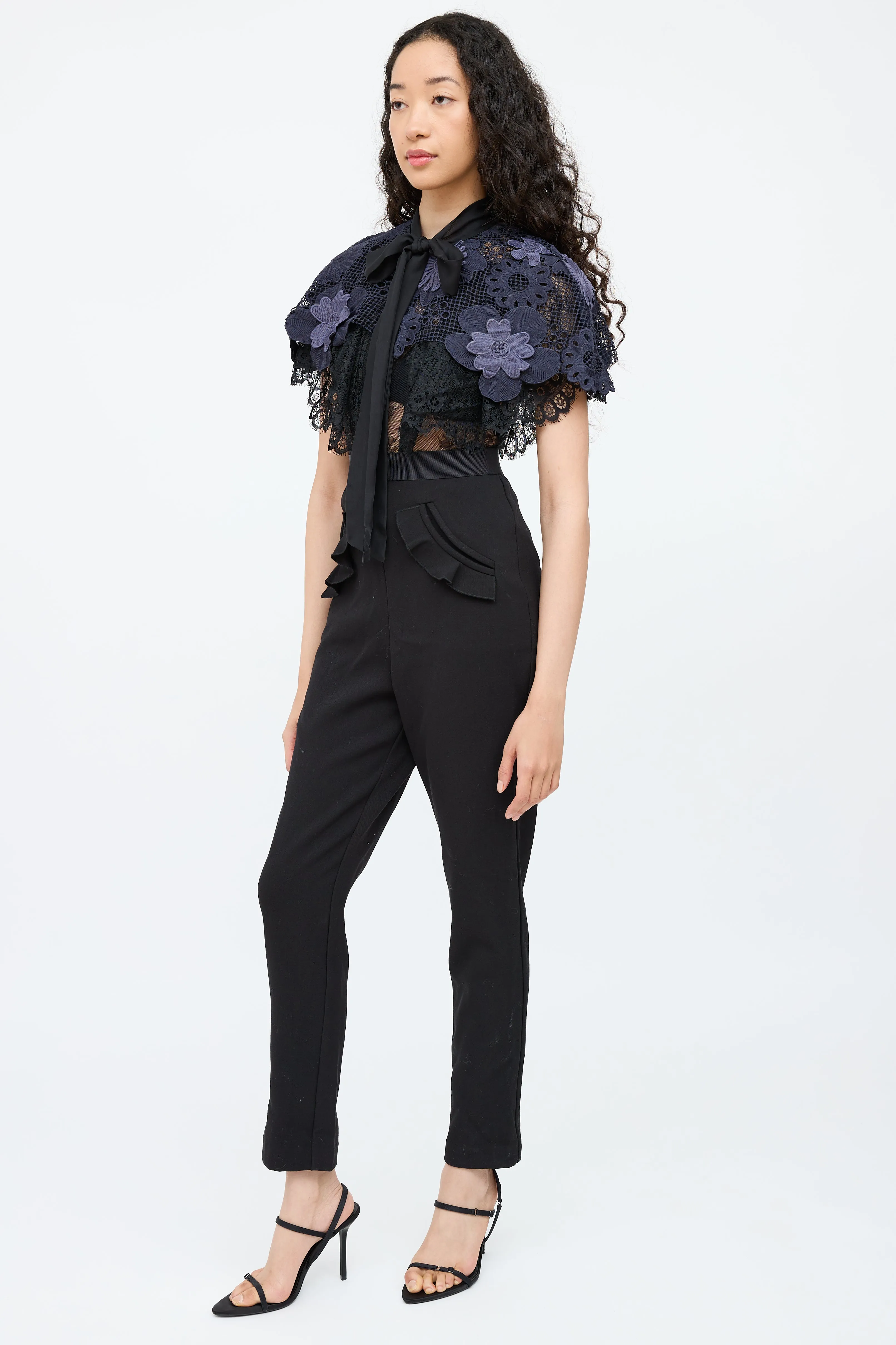 Black & Navy Lace Maxi Jumpsuit