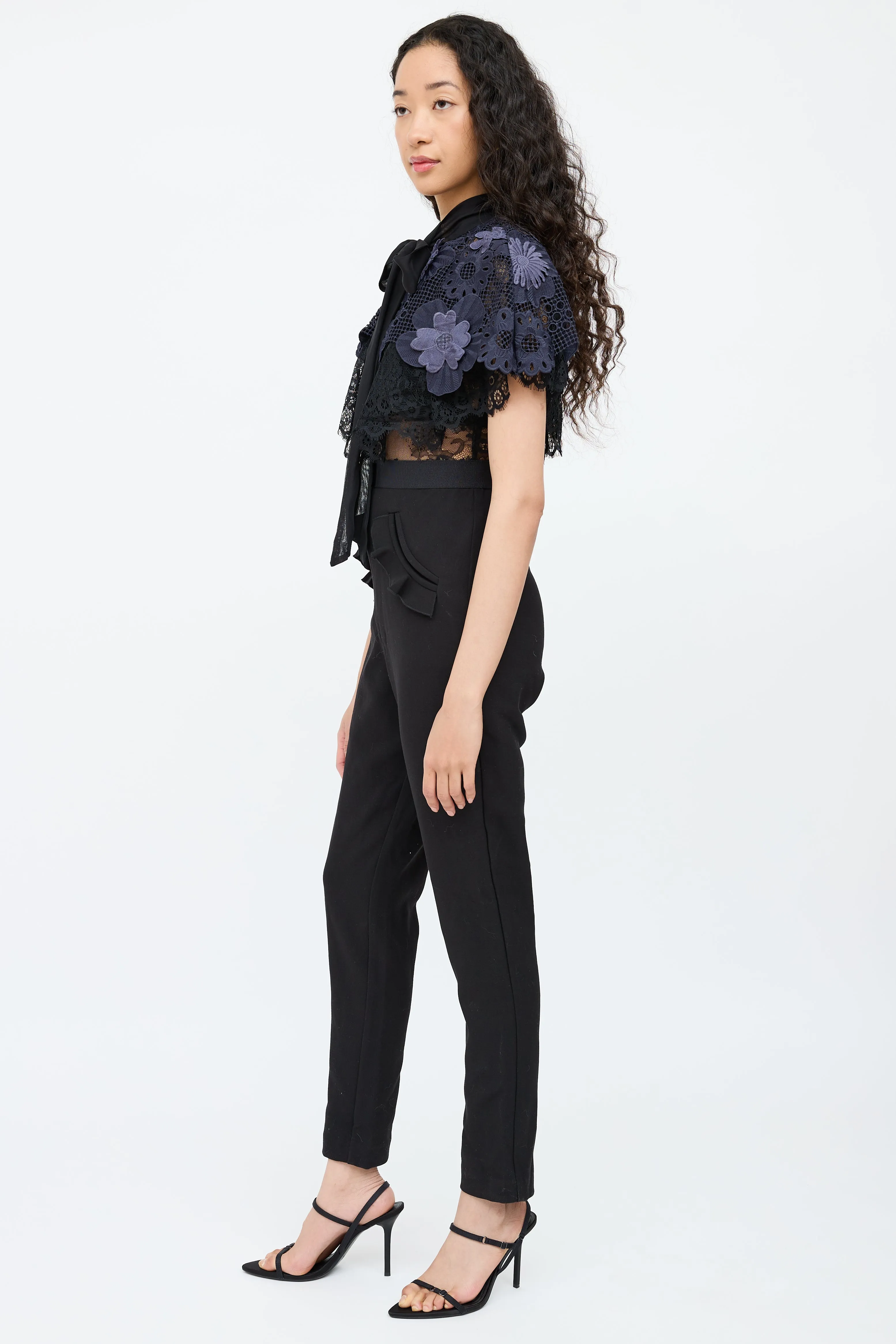 Black & Navy Lace Maxi Jumpsuit