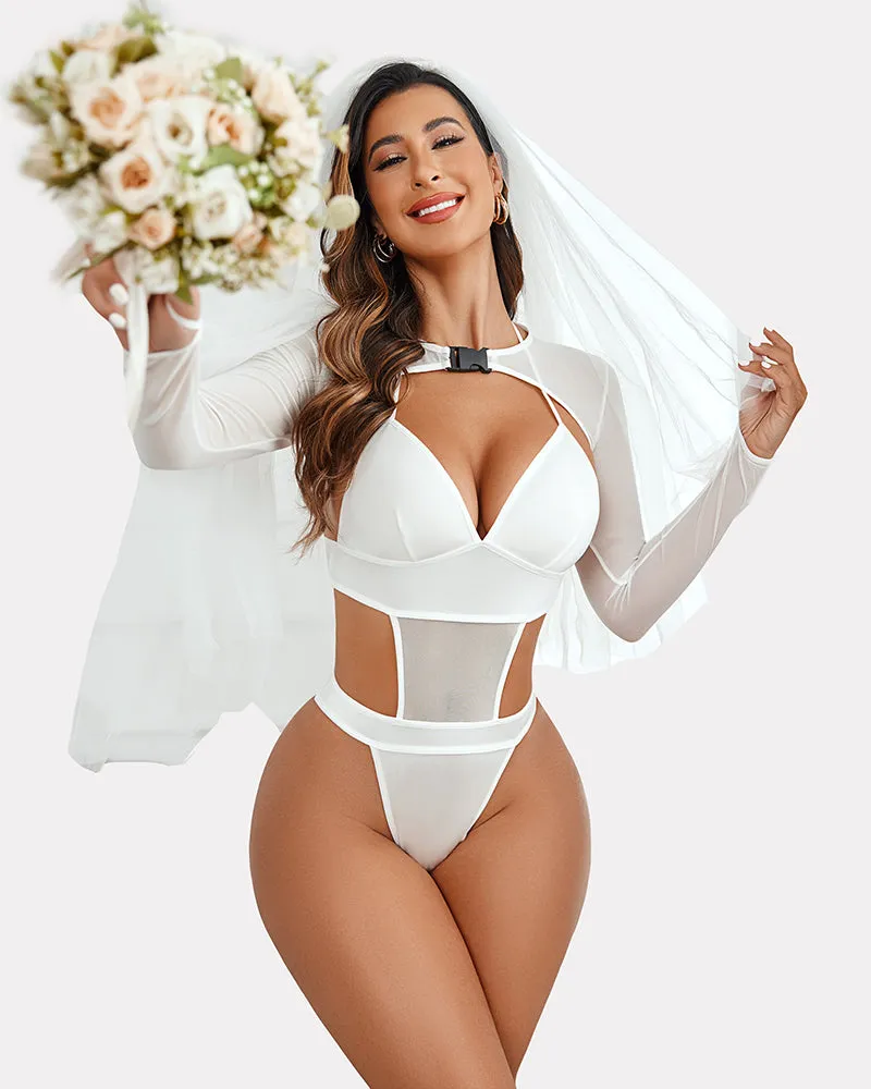 Buckle Shrug Bodysuit Crop Top Set