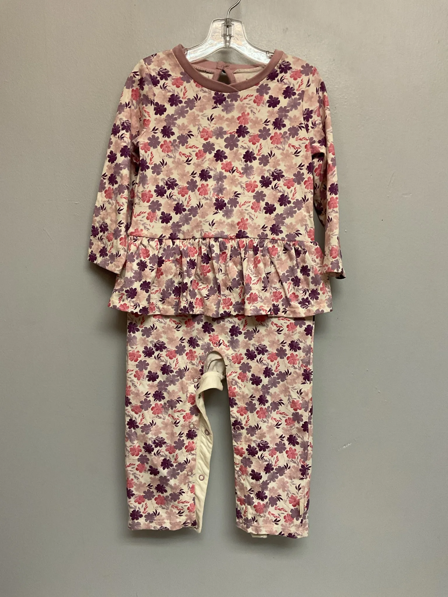Burt's Bees Baby Size 12M Purple & Pink Floral Cotton Jumpsuits & Coveralls