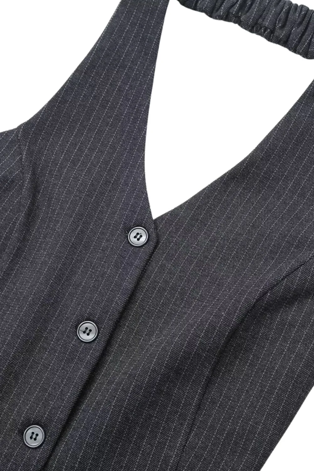 'Caroline' Striped Pleated Waist Vest Dress