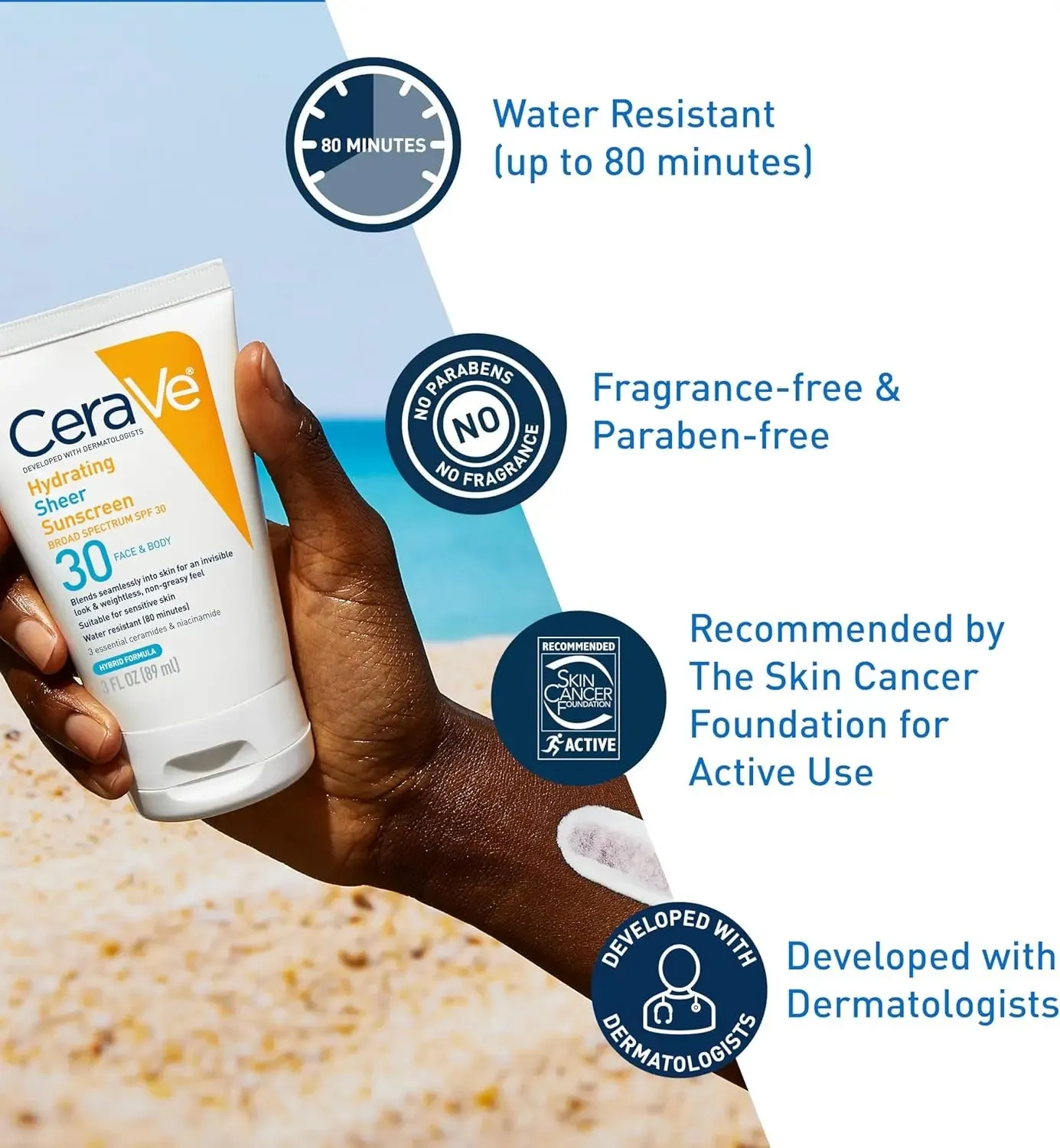 CeraVe Hydrating Sheer Sunscreen SPF30 Broad Spectrum 89ml