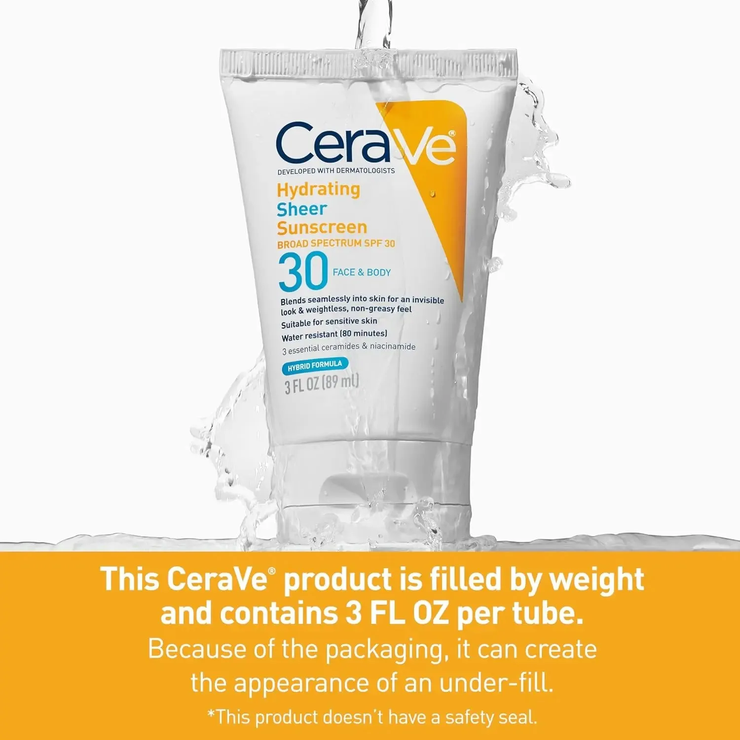 CeraVe Hydrating Sheer Sunscreen SPF30 Broad Spectrum 89ml