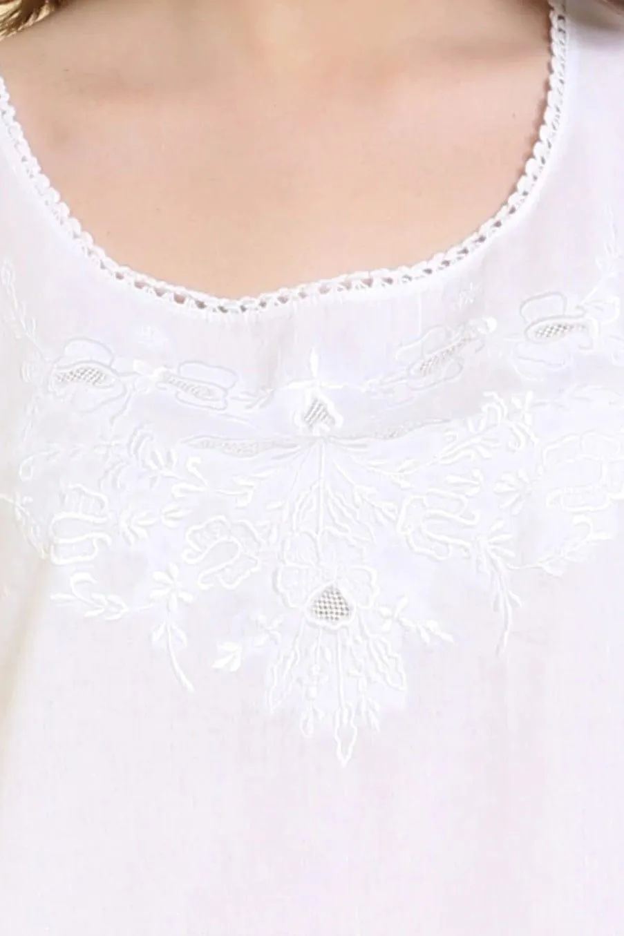 Cotton White Sleeveless Nightgown