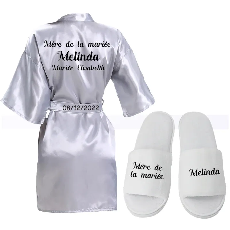 Customized Logo Wedding Bathrobe Faux Silk Bridal Robe Bride Bridesmaid Wedding Robes Woman Bachelorette Hen Party