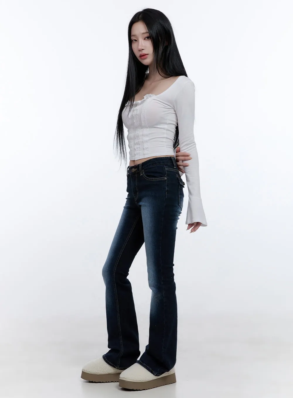 Lace Detail Square Neck Crop Top CD419
