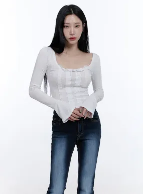 Lace Detail Square Neck Crop Top CD419