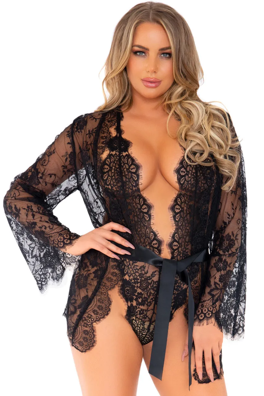 Lace Teddy and Robe Set