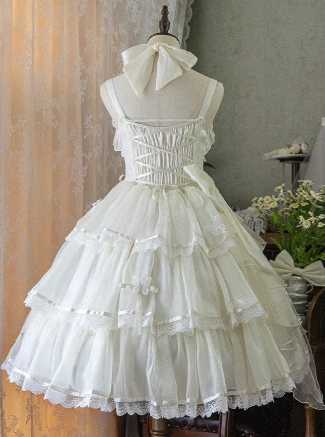 Lolita   Flower Dress Halter Neck Wedding Dress Light Suspender