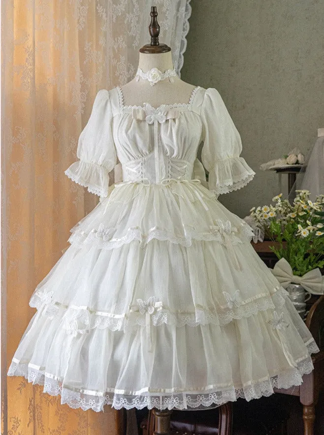 Lolita   Flower Dress Halter Neck Wedding Dress Light Suspender