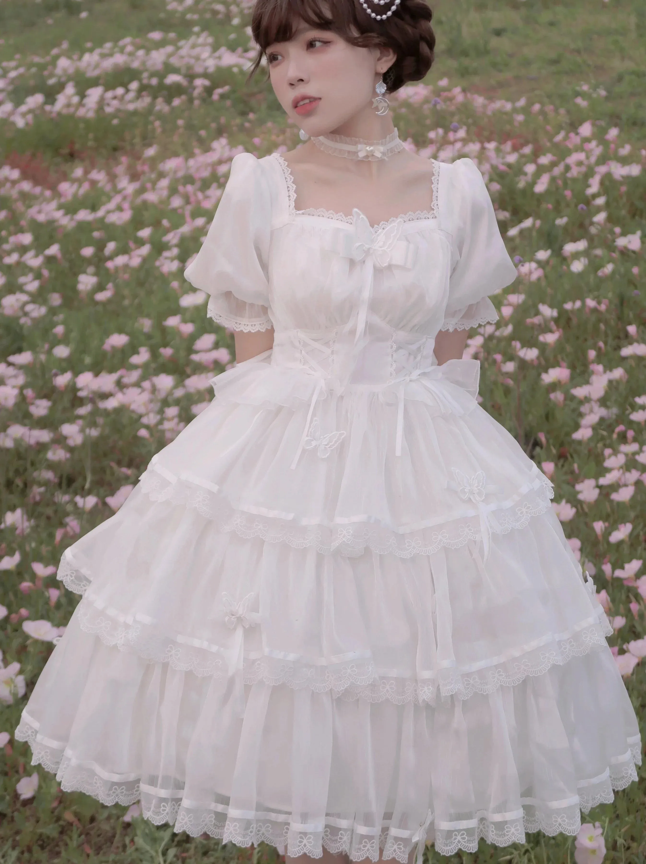 Lolita   Flower Dress Halter Neck Wedding Dress Light Suspender