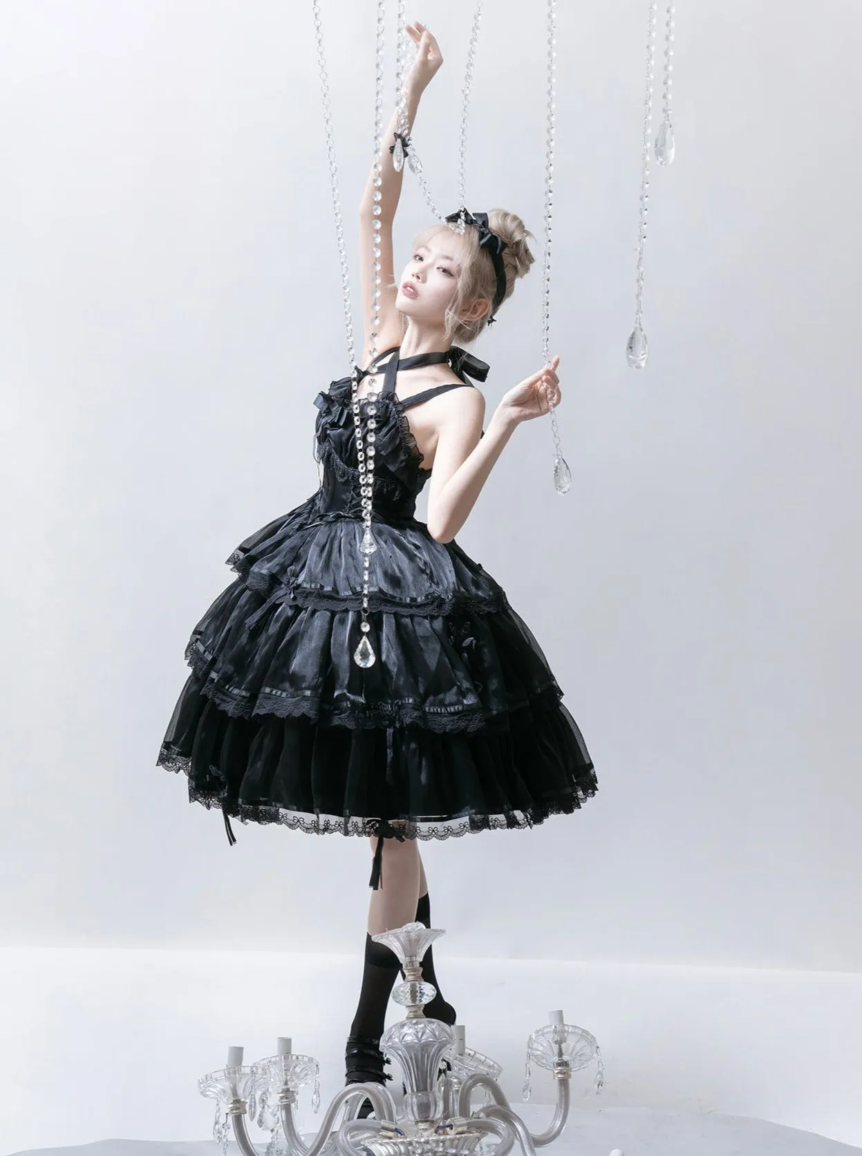 Lolita   Flower Dress Halter Neck Wedding Dress Light Suspender