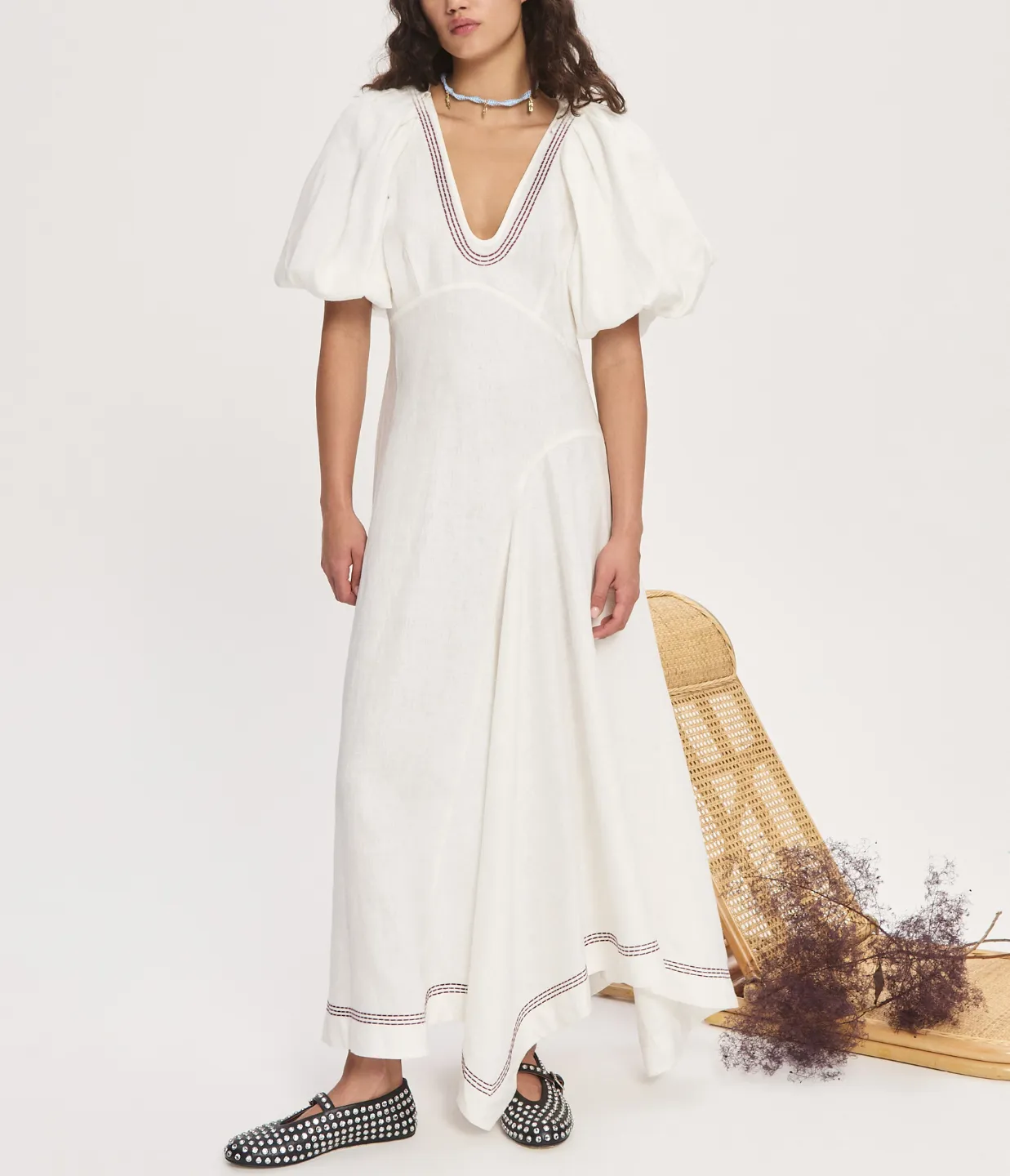 Magnolia Midi Dress in White