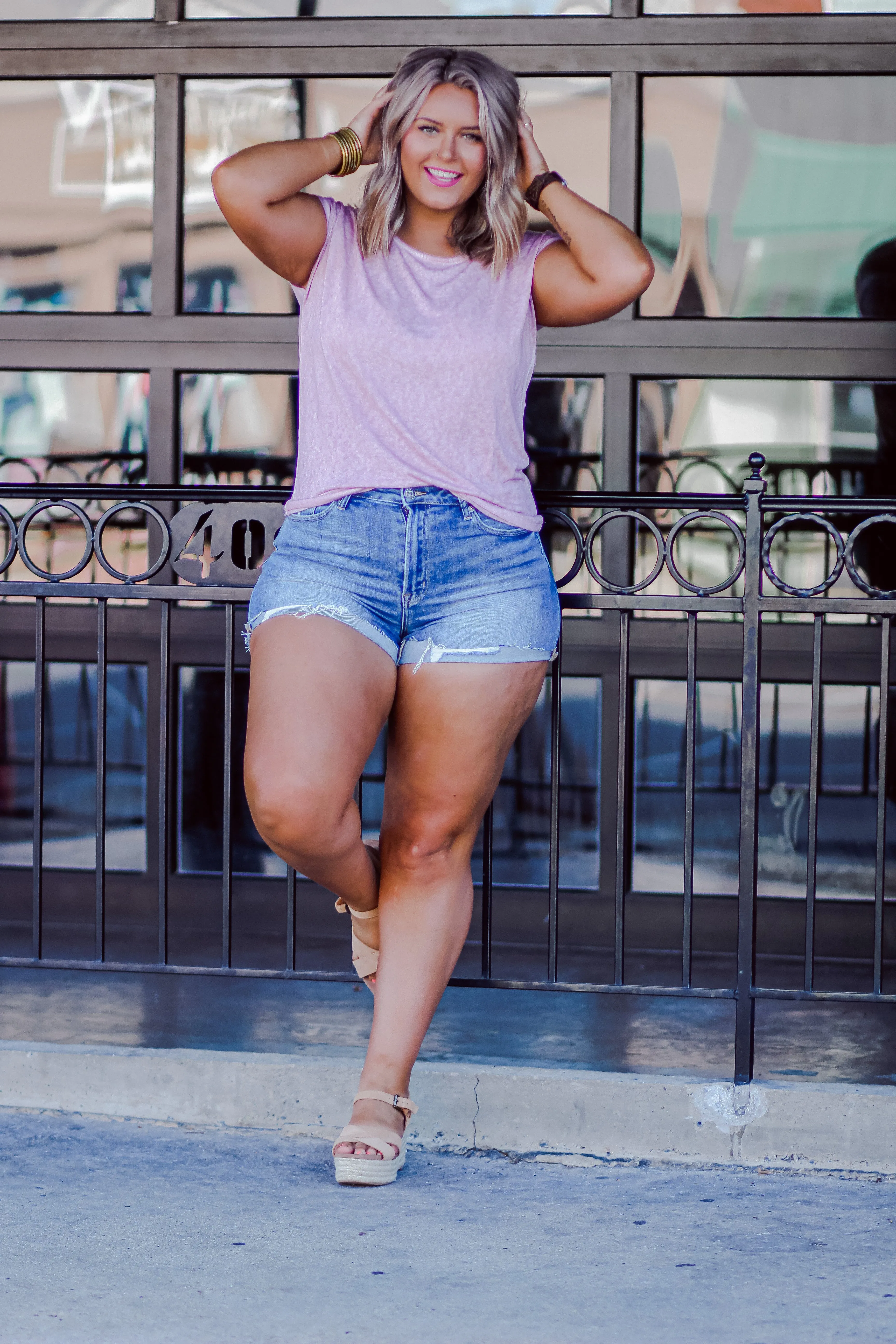 Mauve Sun Washed Lace Detail Back Top
