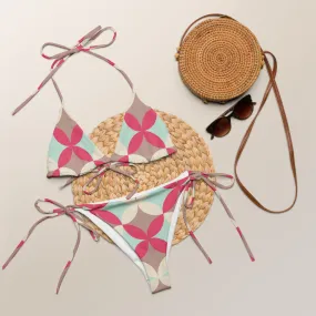 Patterned Pink All-over print recycled string bikini