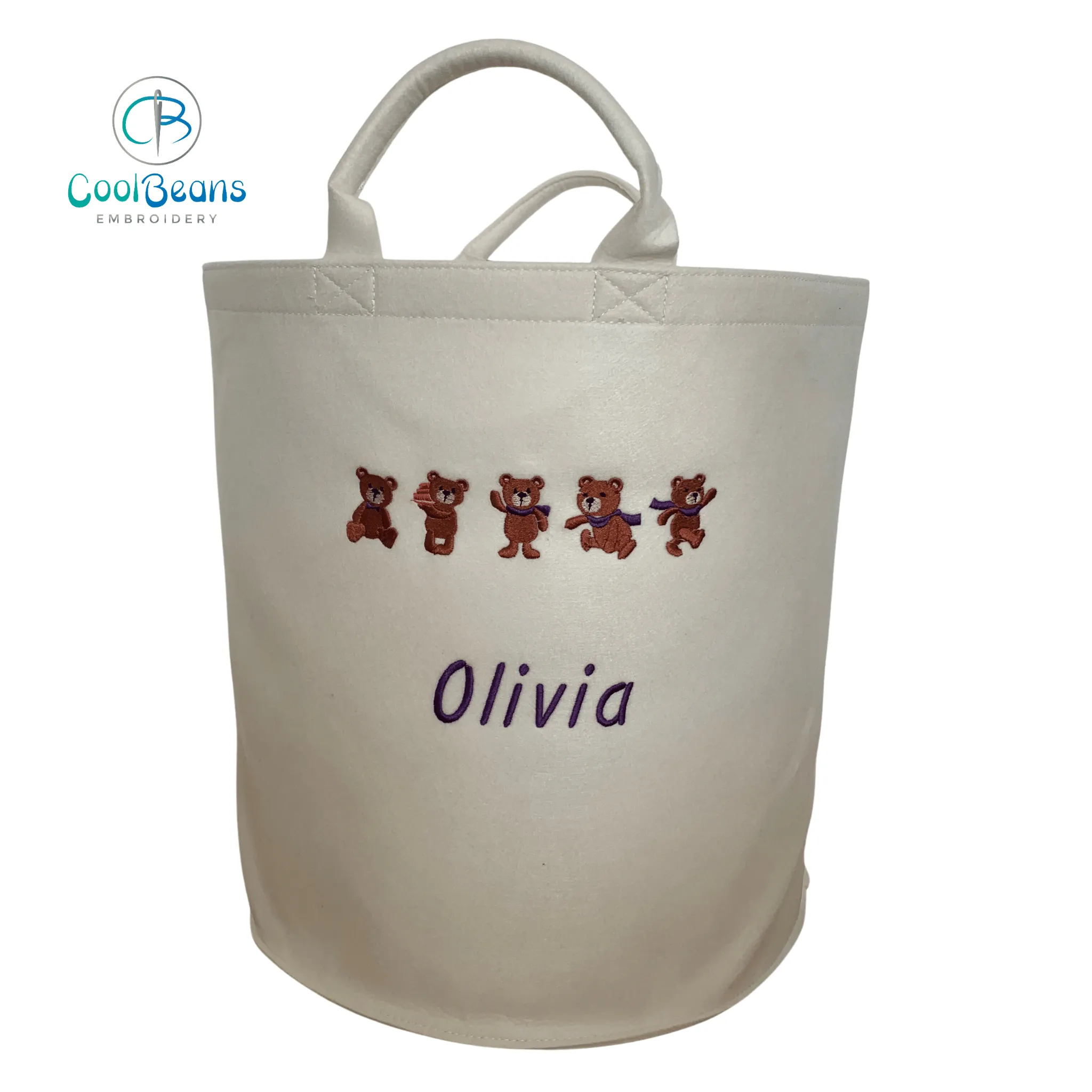 Teddy Bear / Teddies Felt Trug - Toy Storage Tub - Personalised